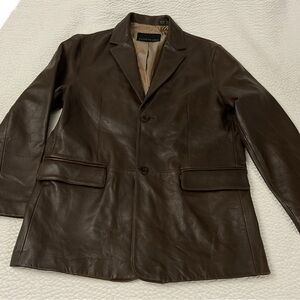 RARE Kenneth Cole New York Brown Leather Suit/Jacket/Blazer